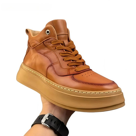 Calveto Handmade Retro Mid-top Horsehide Casual Boots