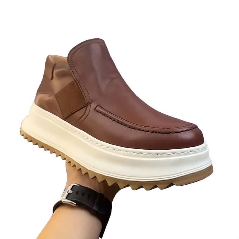 Calveto Handmade Retro British Style Horsehide Ankle Boot