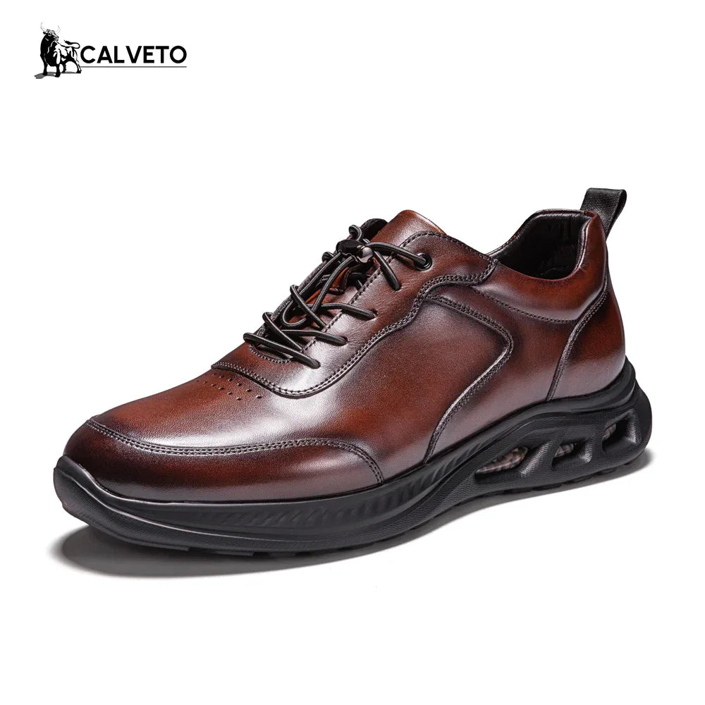 Breathable and versatile genuine leather business British casual leather shoes-Coffee