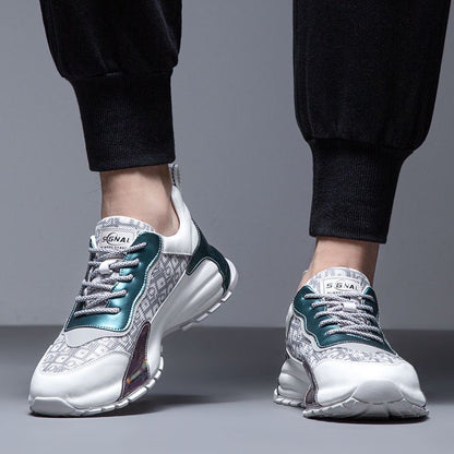 Calveto Cowhide Spliced Color Leather Casual Shoes