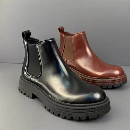 Calveto Handmade Retro Horsehide Chelsea Boot |Mid-top Martin Boots