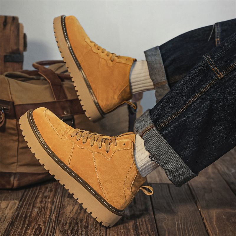 Calveto Handmade Retro British Martin Boots|Versatile Leather Boots for Men