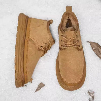 Calveto Men's Suede Leather Winter Snow Boots | Cozy Comfort Warm for Cold Weather Outdoor Casual Ankle Boots