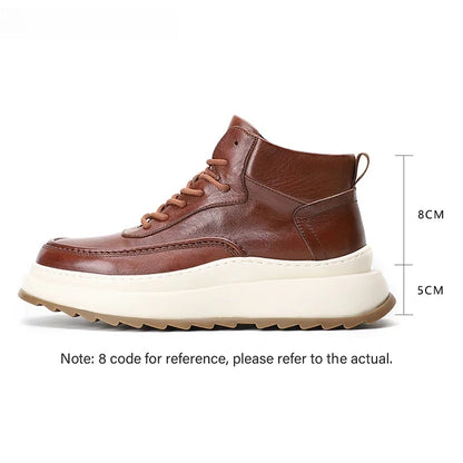 Calveto Luxury Casual Ankle Boots Washed Leather Platform Martens Boots