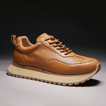Retro Casual Sneakers for Summer with Genuine Top-Grain Horse Leather | Breathable Hollow-out Design