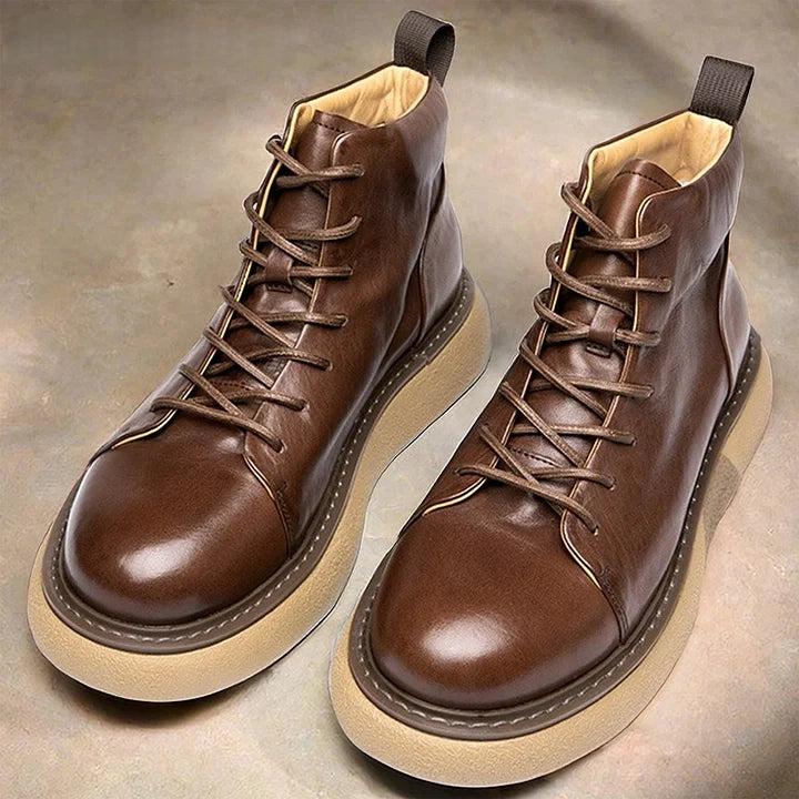 Calveto Handmade Retro Horsehide Soft Sole Mid-top Boots
