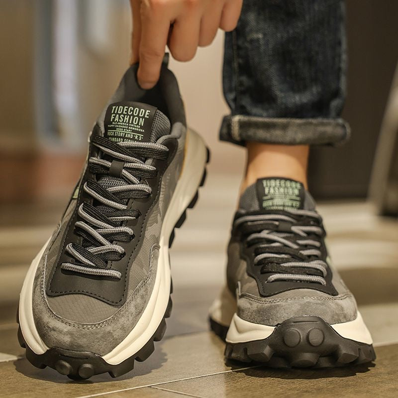 Calveto Handmade Retro Jogging Men's Shoes|Holiday Horsehide Leather Casual Shoes