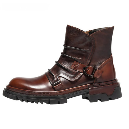 Calveto Handmade Cowhide Retro British Style Chelsea Fashion Boots