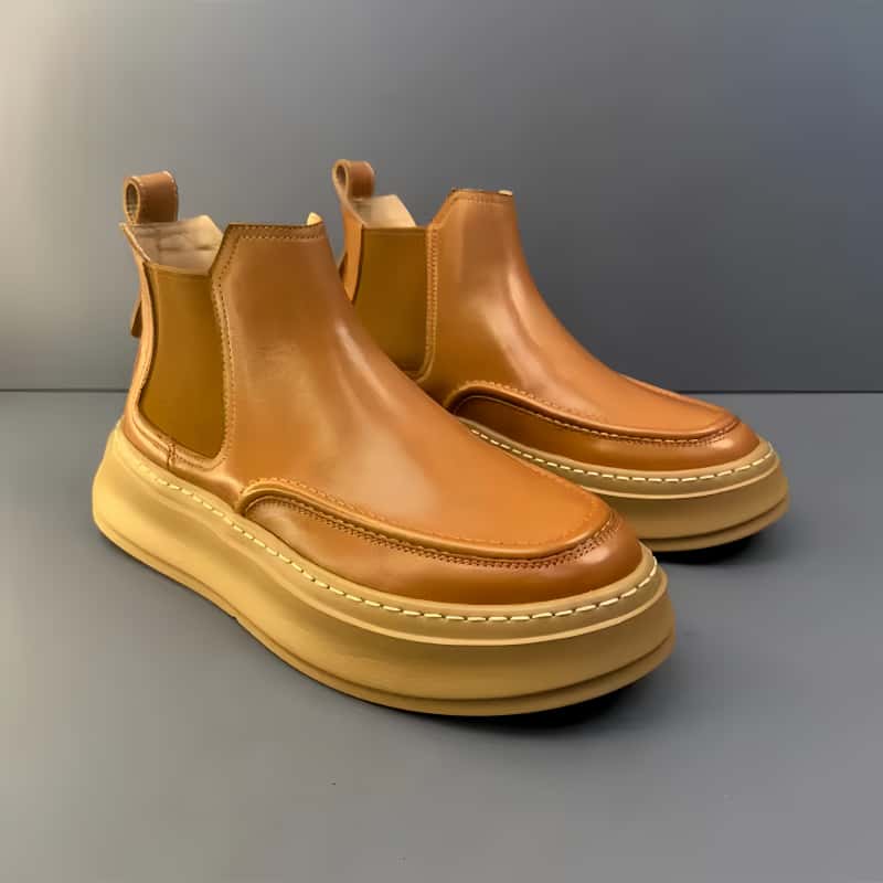 Calveto Handmade Retro Horsehide Chelsea Boots | Vintage British Style Martin Boot