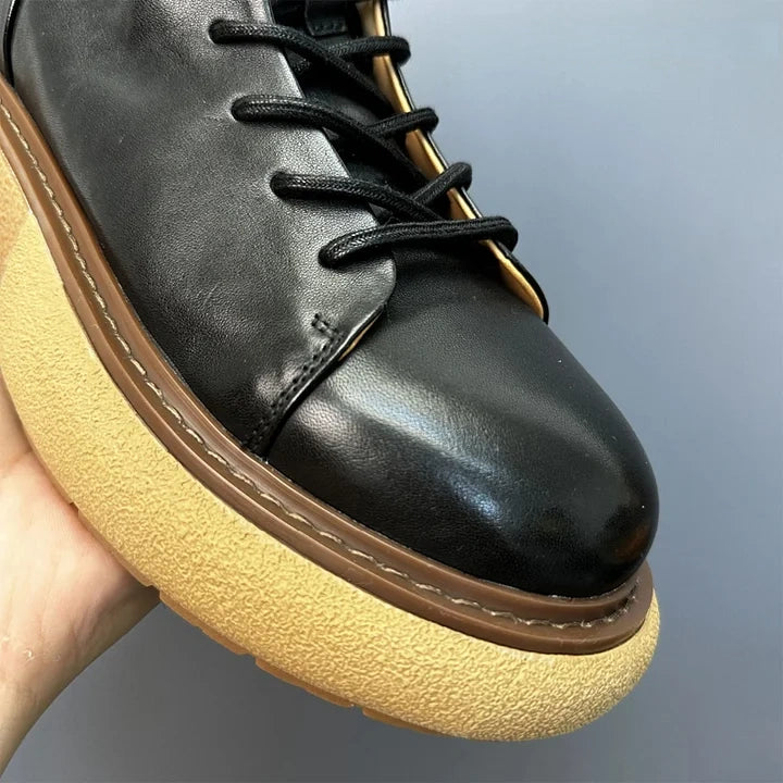 Calveto Handmade Retro Horsehide Soft Sole Mid-top Boots
