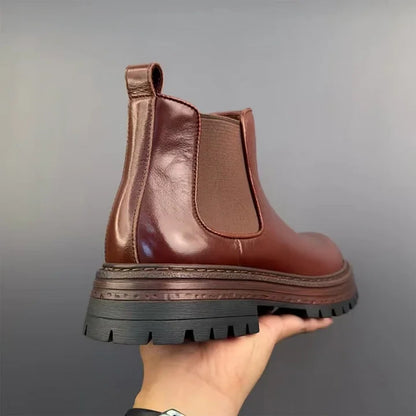 Calveto Handmade Retro Horsehide Chelsea Boot |Mid-top Martin Boots