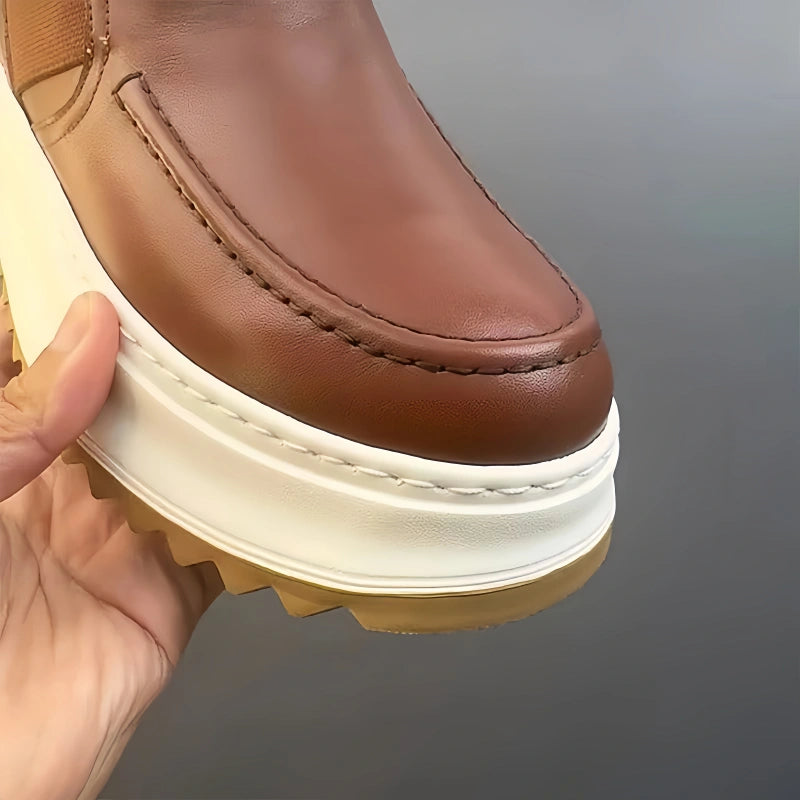 Calveto Handmade Retro British Style Horsehide Ankle Boot