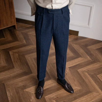 Calveto Herringbone Wool Suit Pants