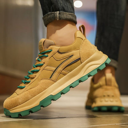 Calveto Handmade Retro Jogging Men's Shoes|Holiday Horsehide Leather Casual Shoes