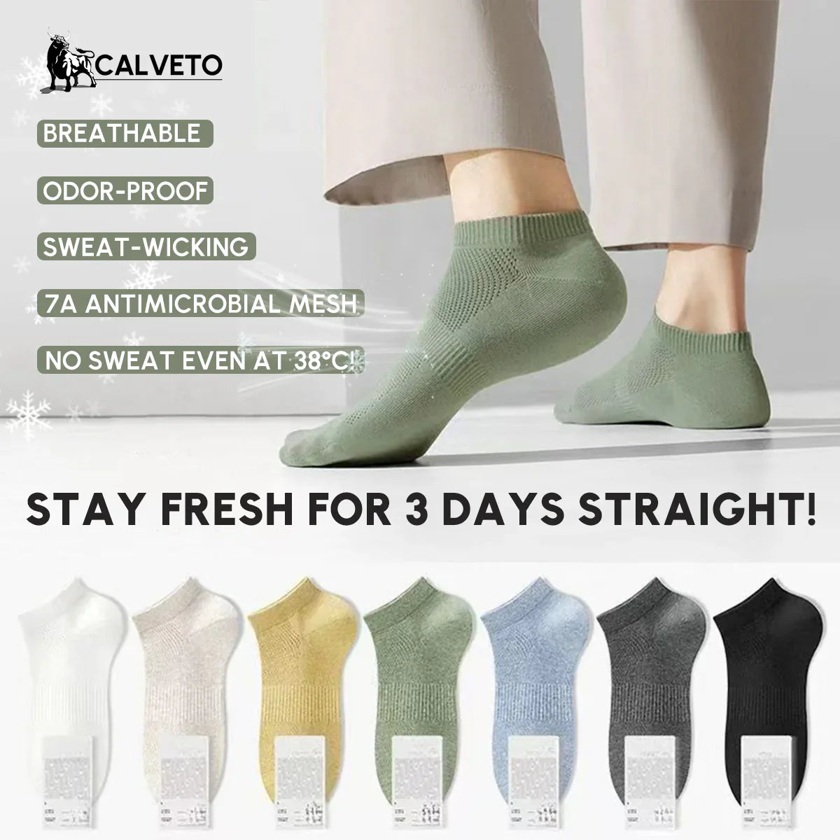 Men's Anti Odor Athletic Socks - Breathable Mesh No Show