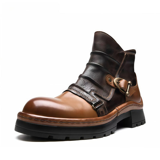 Calveto Handmade Cowhide Retro British Style Chelsea Fashion Boots