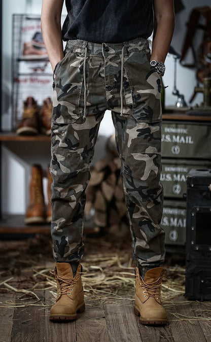 Calveto Plus Size American-style Vintage Cargo Pants