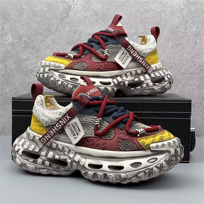 Calveto™ Deconstructed Layered Chunky Sneakers – Vintage Wash