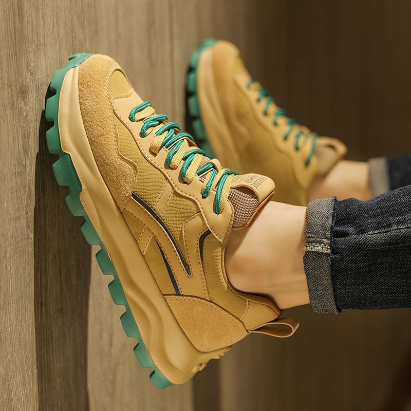 Calveto Handmade Retro Jogging Men's Shoes|Holiday Horsehide Leather Casual Shoes