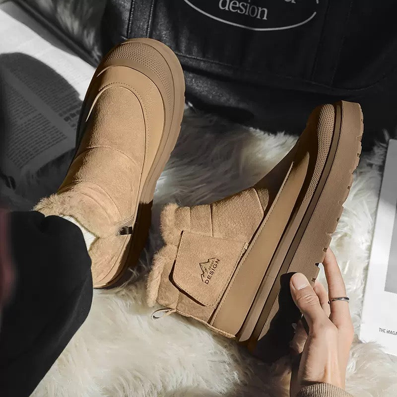 Calveto Men's Winter Snow Rugged Suede Leather Boots | Cold Weather Warm Outdoor Boots