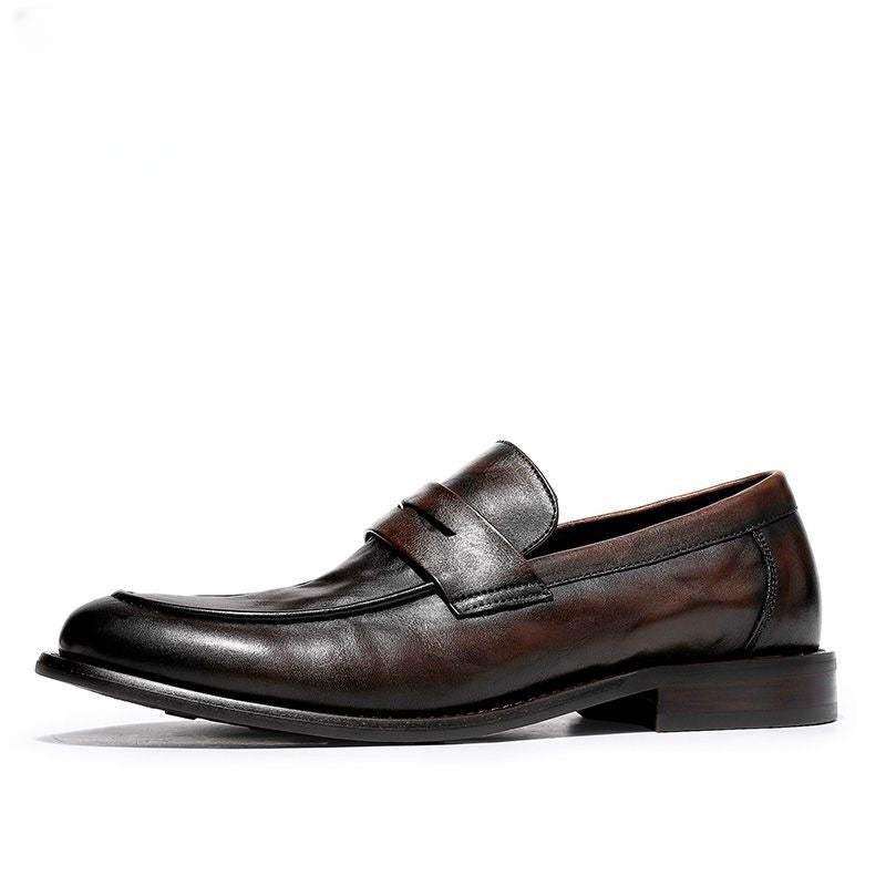 Calveto Business Casual Loafers | Glossy Genuine Cowhide Loafers for Men
