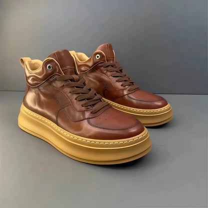 Calveto Handmade Retro Mid-top Horsehide Casual Boots