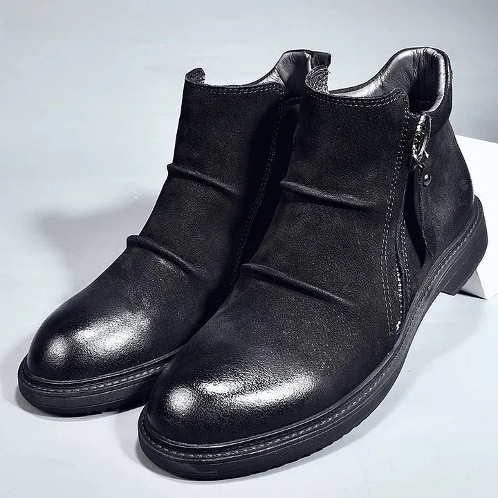 Calveto Handmade Retro Leather Chelsea British Style Casual Leather Shoes Vintage Cowhide Ankle Boots