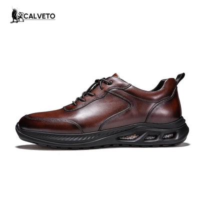 Breathable and versatile genuine leather business British casual leather shoes-Coffee