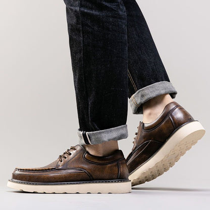 Calveto Handmade Men's Business Soft Cowhide Casual Derby Shoes