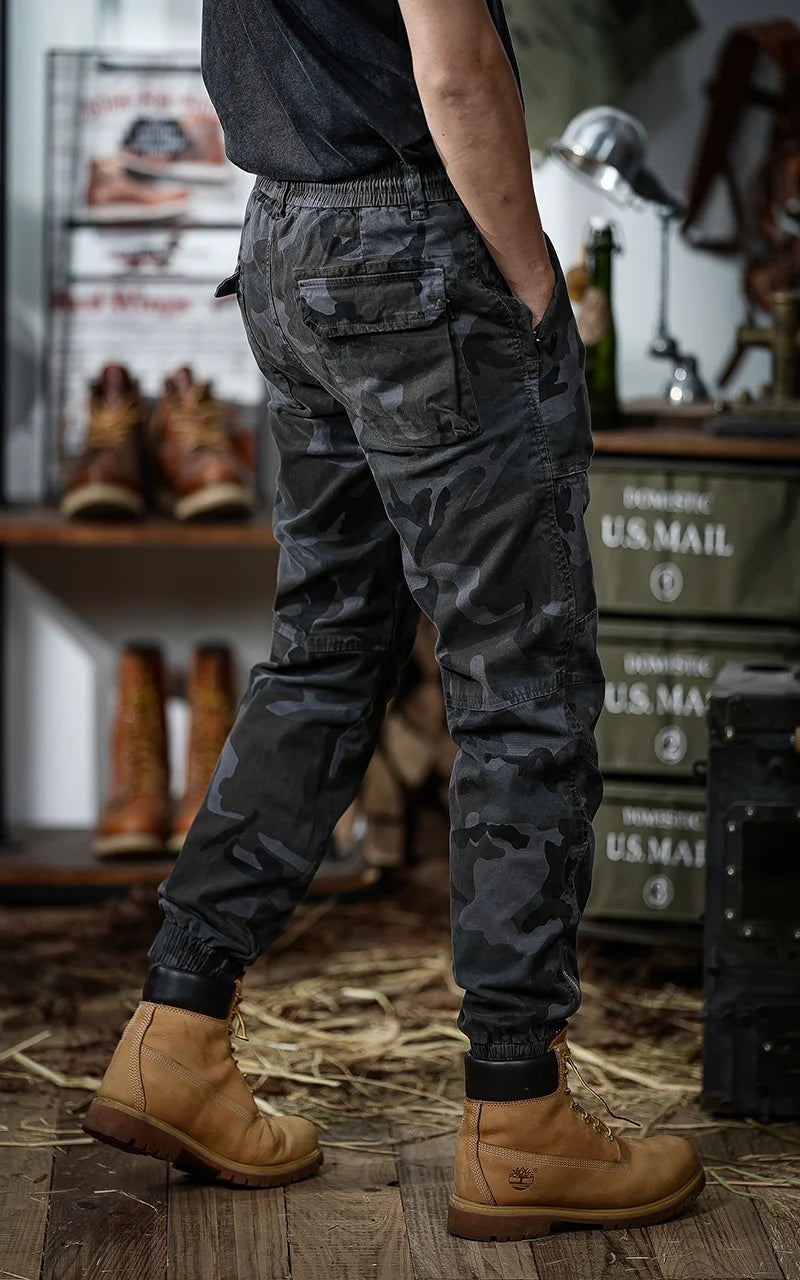 Calveto Plus Size American-style Vintage Cargo Pants