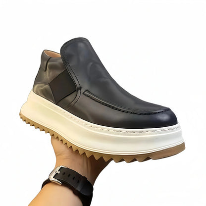 Calveto Handmade Retro British Style Horsehide Ankle Boot