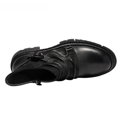 Calveto Handmade Cowhide Retro British Style Chelsea Fashion Boots