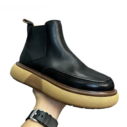 Calveto Handmade Retro Horsehide British Style Chelsea Boots | Horsehide Martin Boots