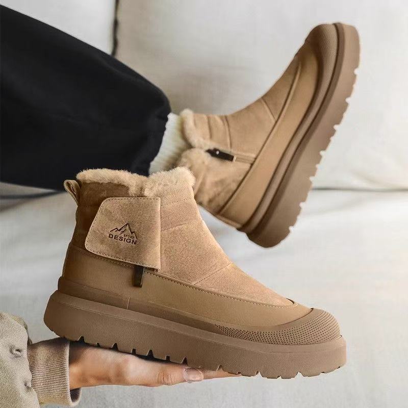 Calveto Men's Winter Snow Rugged Suede Leather Boots | Cold Weather Warm Outdoor Boots