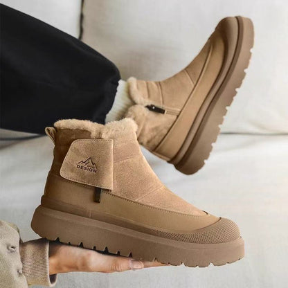 Calveto Men's Winter Snow Rugged Suede Leather Boots | Cold Weather Warm Outdoor Boots