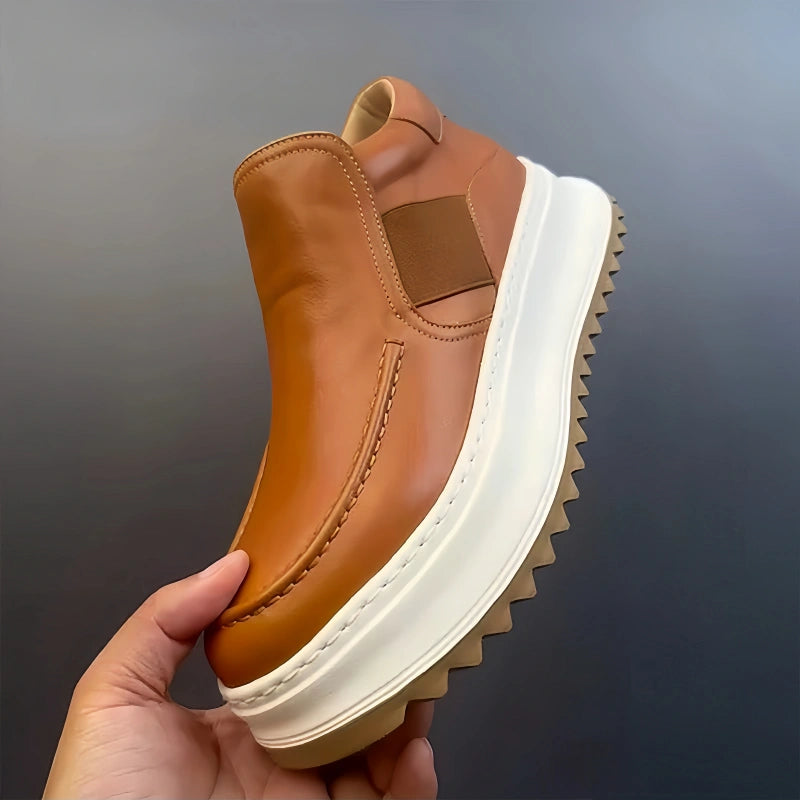 Calveto Handmade Retro British Style Horsehide Ankle Boot