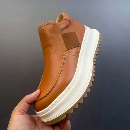 Calveto Handmade Retro British Style Horsehide Ankle Boot