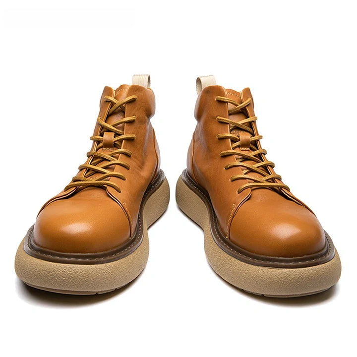 Calveto Handmade Retro Horsehide Soft Sole Mid-top Boots