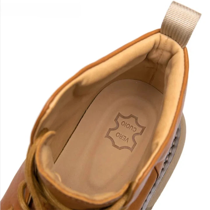 Calveto Handmade Retro Horsehide Soft Sole Mid-top Boots