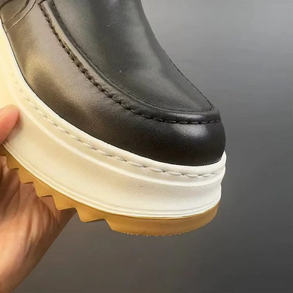 Calveto Handmade Retro British Style Horsehide Ankle Boot