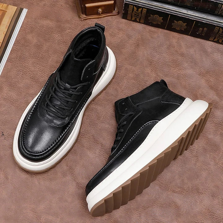 Calveto Luxury Casual Ankle Boots Washed Leather Platform Martens Boots