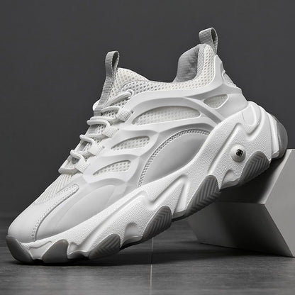 Calveto New Trend Leather Thick Sole Luxury Cowhide Sneakers