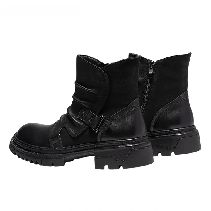 Calveto Handmade Cowhide Retro British Style Chelsea Fashion Boots