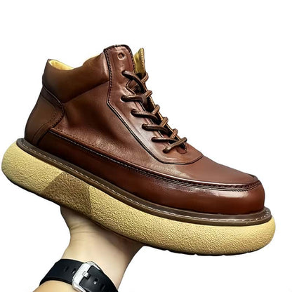Calveto Handmade Retro Horsehide British Style Mid-top Boots