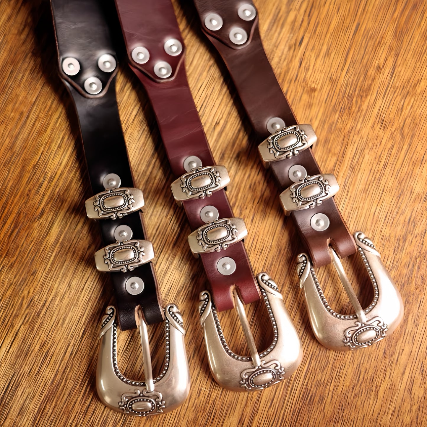 Vintage Western Belt w/ Embossed Buckle for Men  | Handcrafted Genuine Leather Business & Casual Belts