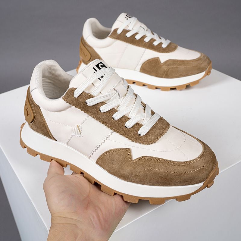 Calveto Handmade Retro Horsehide Casual Jogging Sneakers