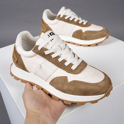 Calveto Handmade Retro Horsehide Casual Jogging Sneakers