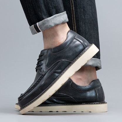 Calveto Handmade Men's Business Soft Cowhide Casual Derby Shoes