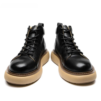 Calveto Handmade Retro Horsehide Soft Sole Mid-top Boots