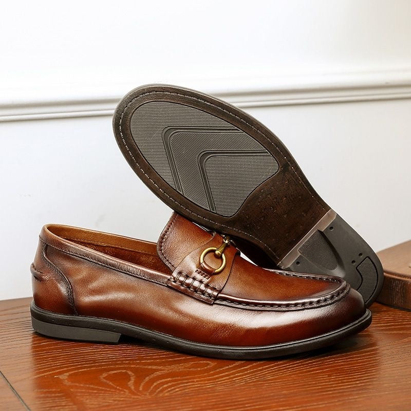 Breathable Summer Business Casual Slip-on Loafers for Men | Genuine Leather Sole, Lightweight & Comfortable Driving Shoes